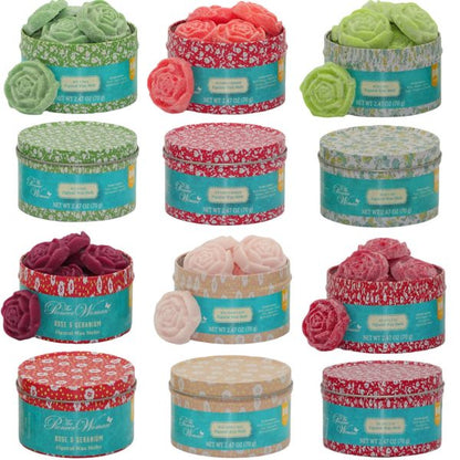 60-tlg. Wax Melts Rosen Schmelzblüten Duftblüten Aroma Duftwachs (6 Dosen x 10er)