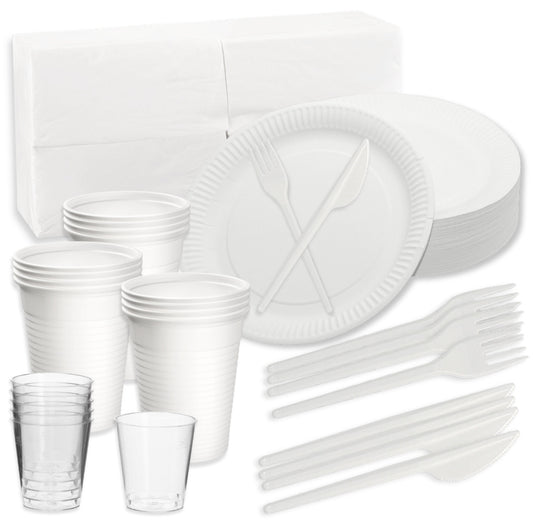 680-tlg. Party Set Einweg Pappteller Gabel Messer Becher Servietten SCHNAPSGLÄSER