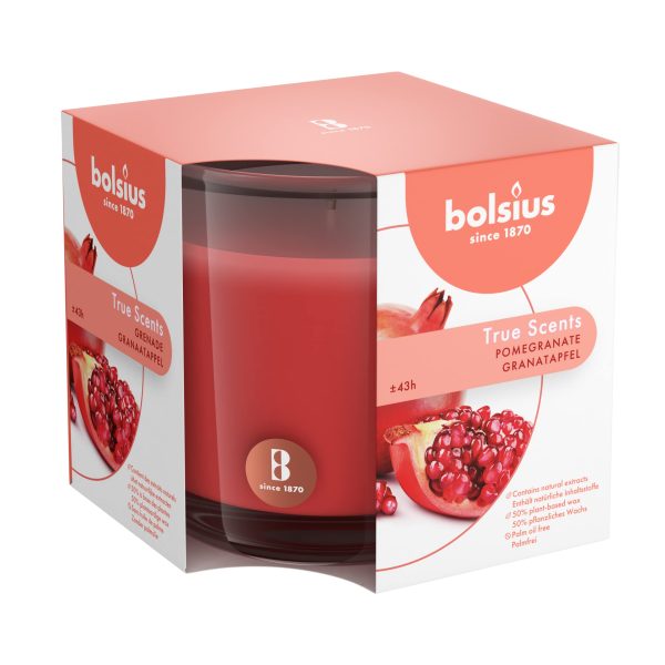 Bolsius True Scents Duftgläser 95x95mm Duftkerzen Kerzenglas Groß – Pomegranate