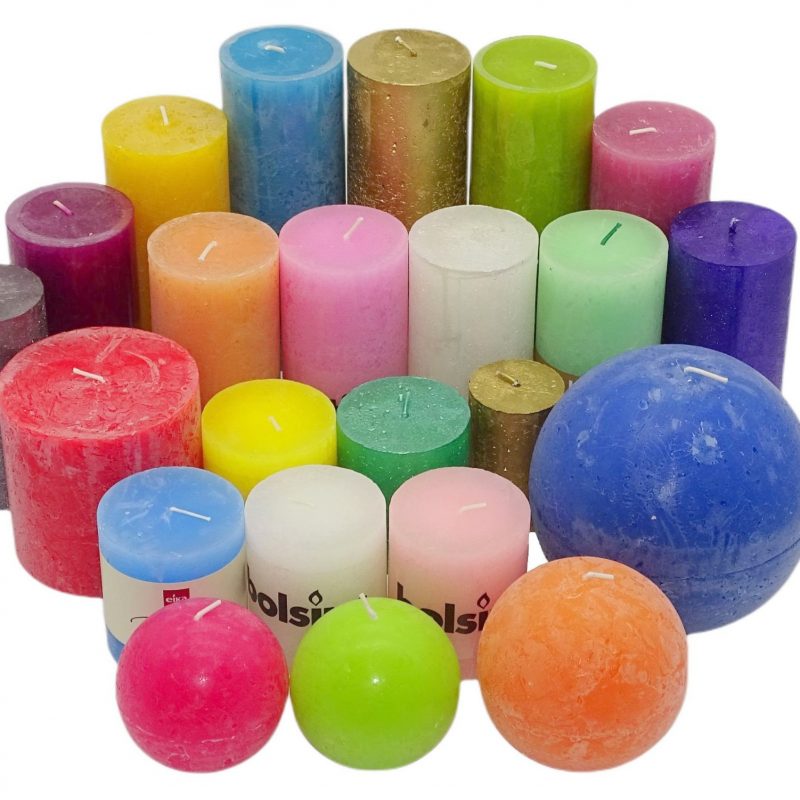 8 kg Rustik Stumpenkerzen & Kugelkerzen - Mix bunt gemischt