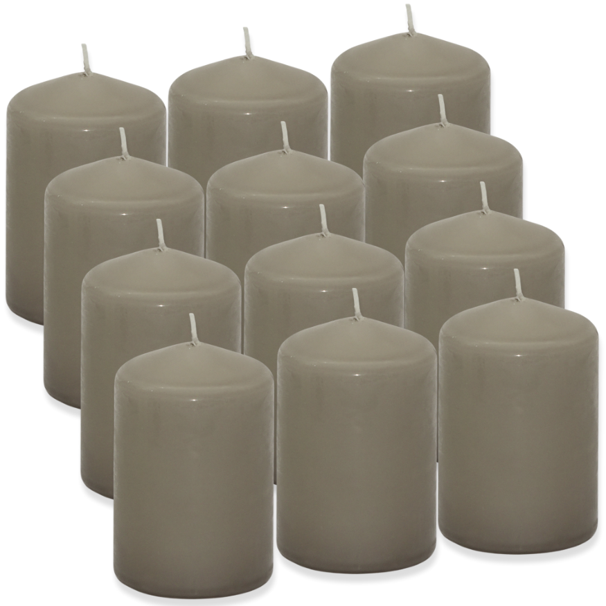 12 Stück Actuel Stumpenkerzen 100x68mm Blockkerzen 25h Säulenkerzen glatt (2x6er)