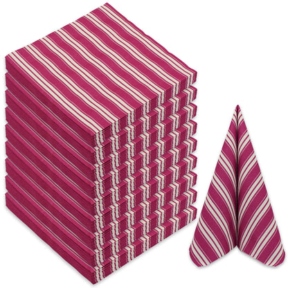 120 Stück Airlaid Servietten 40x40cm Stoffoptik - Burgunder Streifen (10 Pack x12er)