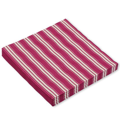 120 Stück Airlaid Servietten 40x40cm Stoffoptik - Burgunder Streifen (10 Pack x12er)