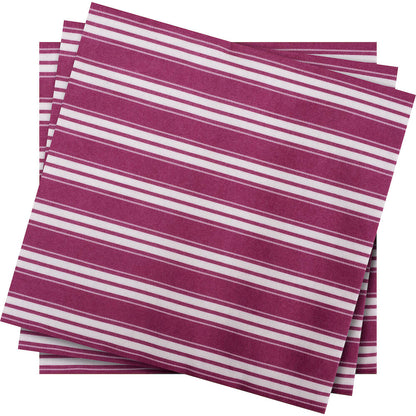 120 Stück Airlaid Servietten 40x40cm Stoffoptik - Burgunder Streifen (10 Pack x12er)