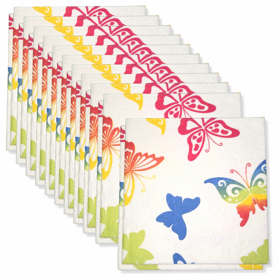 20 Stück Vlies Allzwecktücher 38x40cm Reinigungstuch mit Geruch-Stop Schmetterling bunt (2x10er)