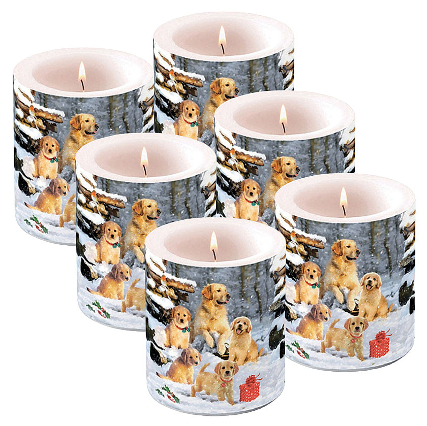 6er Set Ambiente Lampionkerzen 100x100mm Windlichtkerzen Medium - Weihnachtsmotive