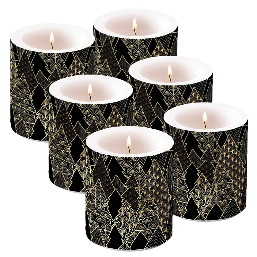 6er Set Ambiente Lampionkerzen 100x100mm Windlichtkerzen Medium - Weihnachtsmotive