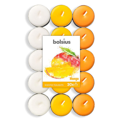 240 Stück Bolsius Duftteelichter 4h Teelicht Alu in drei Farben Duftkerzen - Mango (8x30er)