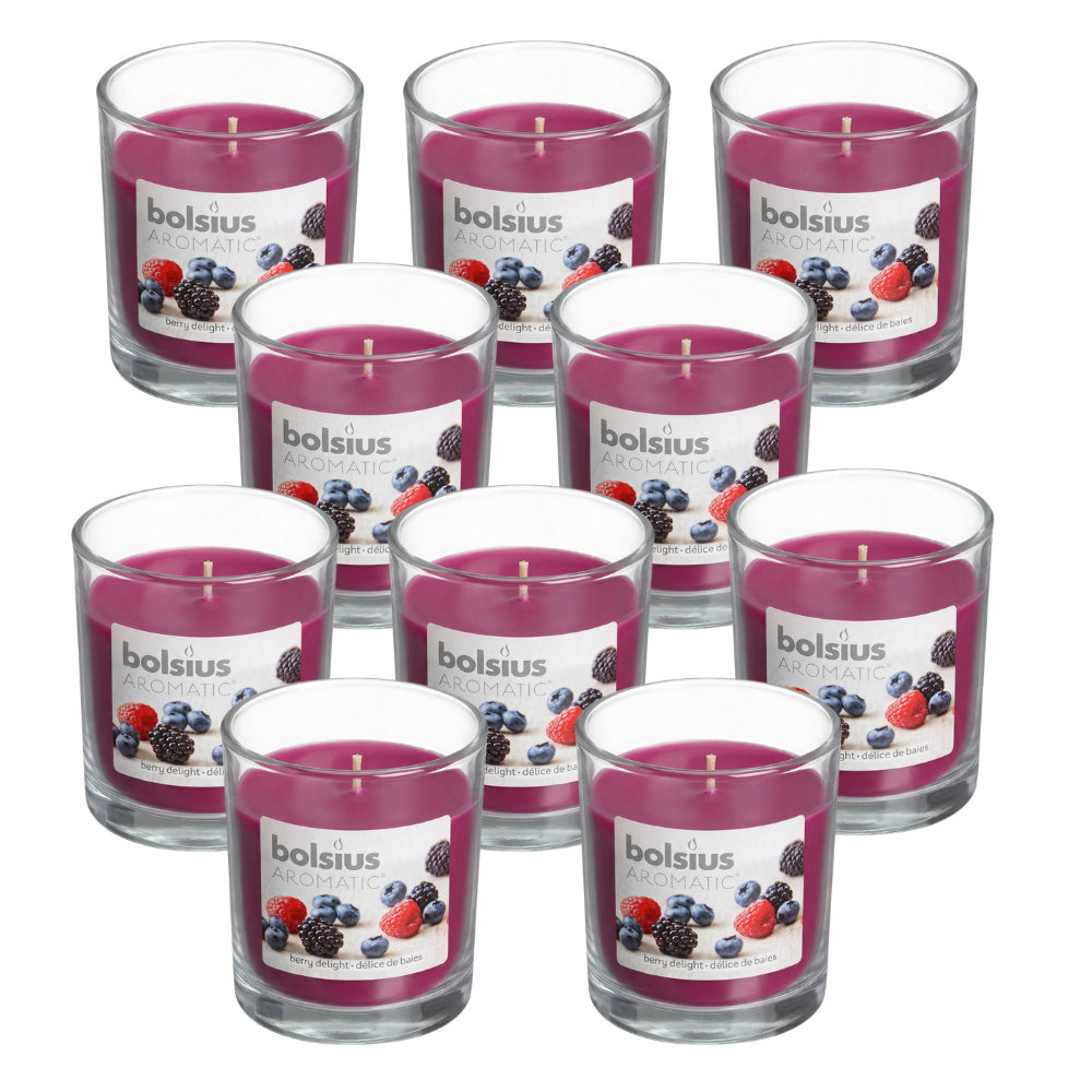 10er Set Bolsius Duftgläser 80x72mm Duftkerzen Kerzengläser - Berry Delight
