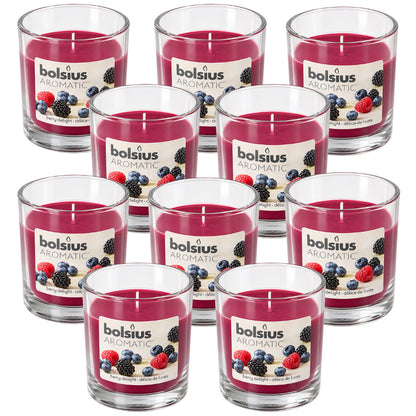 10er Set Bolsius Duftgläser 80x72mm Duftkerzen Kerzengläser - Berry Delight