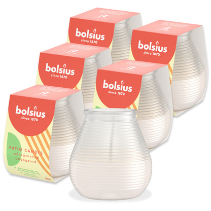6er Set Bolsius Patiolicht Kerzenglas 94x91mm Outdoor Kerze ohne Duft - Milky White
