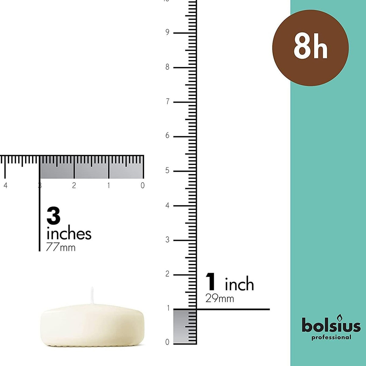 48 Stück Bolsius Professional Maxi Schwimmkerzen 77x29mm 8 h Maxilichte (4 x 12er) - weiß