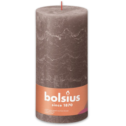 4er Set Bolsius XXL Rustik Stumpenkerzen 200x100mm Rustic Shine Kerzen - Taupe
