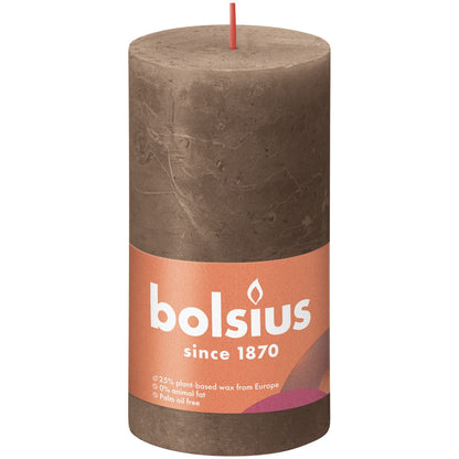 4er Set Bolsius Rustik Stumpenkerzen 130x68mm - Wildlederbraun