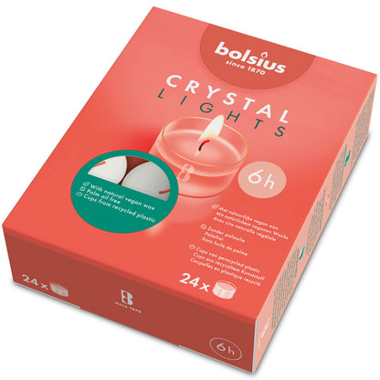 144-tlg. Bolsius Crystal Lights Teelichte 6 Stunden Acryl Cup klar (6x24er)