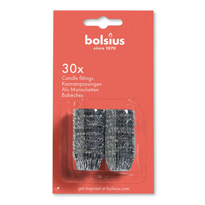 120 Stück Bolsius Alu Manschetten Passmannschette Schutzhülse Kerzen Fixieren (4x30er)