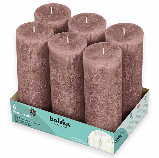 6er Pack Bolsius Professional Rustik Stumpenkerzen 190x68mm - Wildlederbraun
