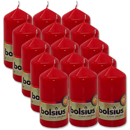 15 Stück Bolsius Stumpenkerzen 98x48mm - Rot