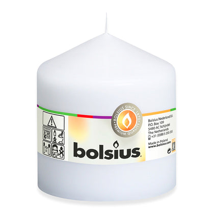 8 Stück Bolsius Stumpenkerzen 100x98mm große Blockkerzen glatt - Weiß