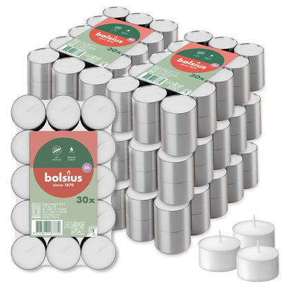 180 Stück Bolsius Gastro Teelichte 8 h Teelicht Alu Cup (6 x 30er Flatpack)