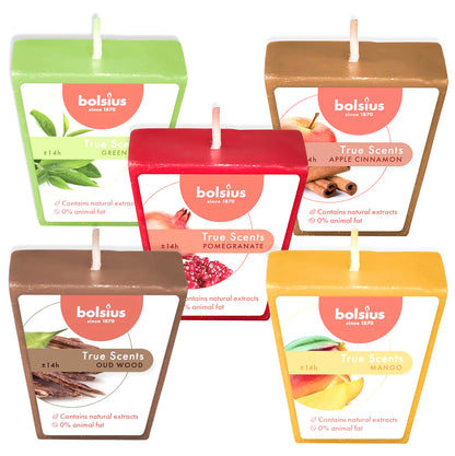 24 Stk Bolsius True Scents Votivkerzen Square 47x47mm Duftkerzen (2x12er) + 2 Gläser Gratis
