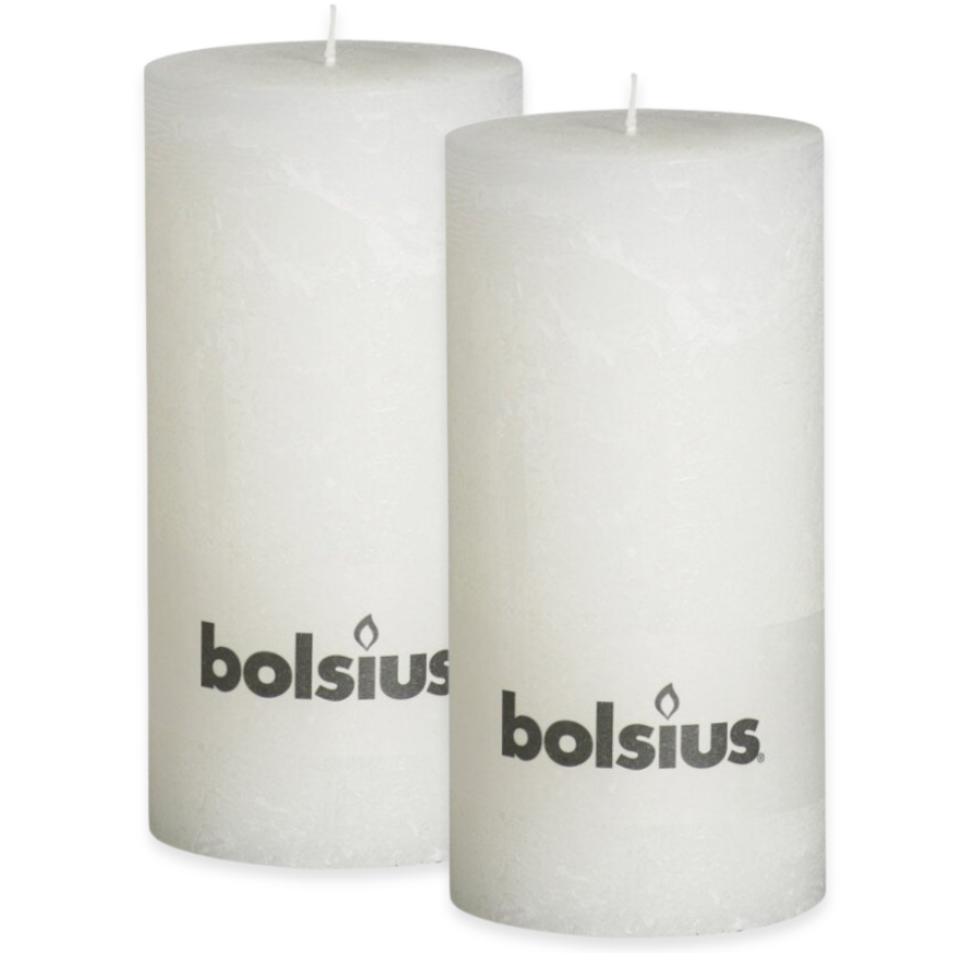2er Set Bolsius Rustik XXL Stumpenkerzen 200x100mm Rustic Shine