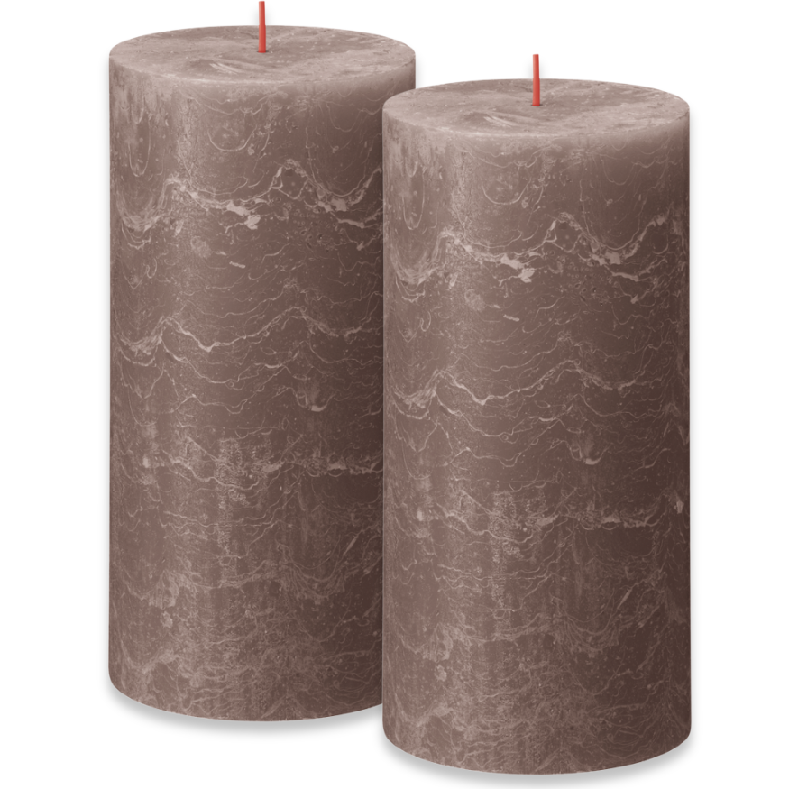 2er Set Bolsius Rustik XXL Stumpenkerzen 200x100mm Rustic Shine
