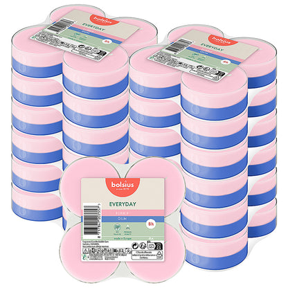 48 Stück Bolsius Everyday Duft Maxi Teelichter 8h Acryl Cup Bubble Gum (12x4er)