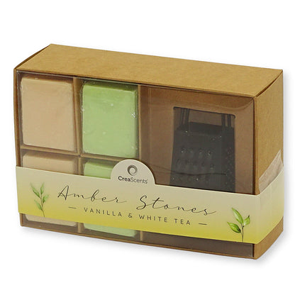 15-teilig CreaScents-Set: 3 Reiben + 12 Duftwürfel Amberblöcke Duftsteine Mix sortiert (3 Geschenkboxen)