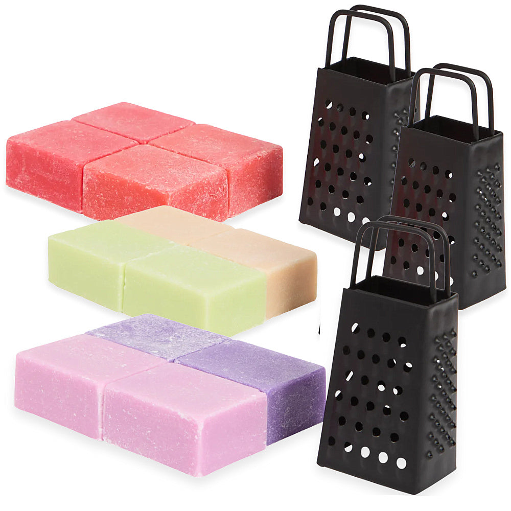 15-teilig CreaScents-Set: 3 Reiben + 12 Duftwürfel Amberblöcke Duftsteine Mix sortiert (3 Geschenkboxen)