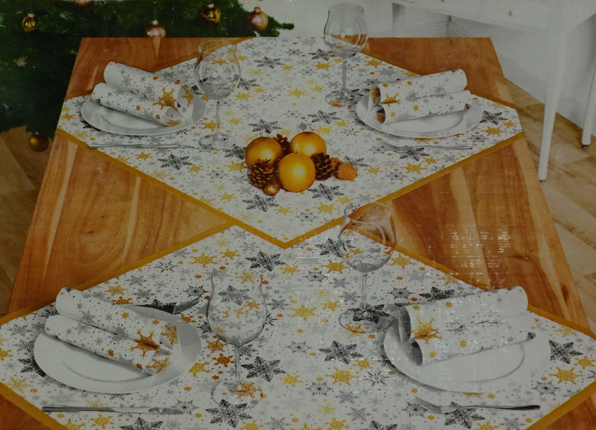 20 Stück Premium Mitteldecken 84x84cm Tischdecken stoffähnlich Tischtuch - Weihnachten Schneeflocken (10x2er)