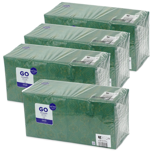 1.000 Stück Duni Papierservietten 33x33cm 3-lag. Zellstoff Gilded Star - Green (4x250er)