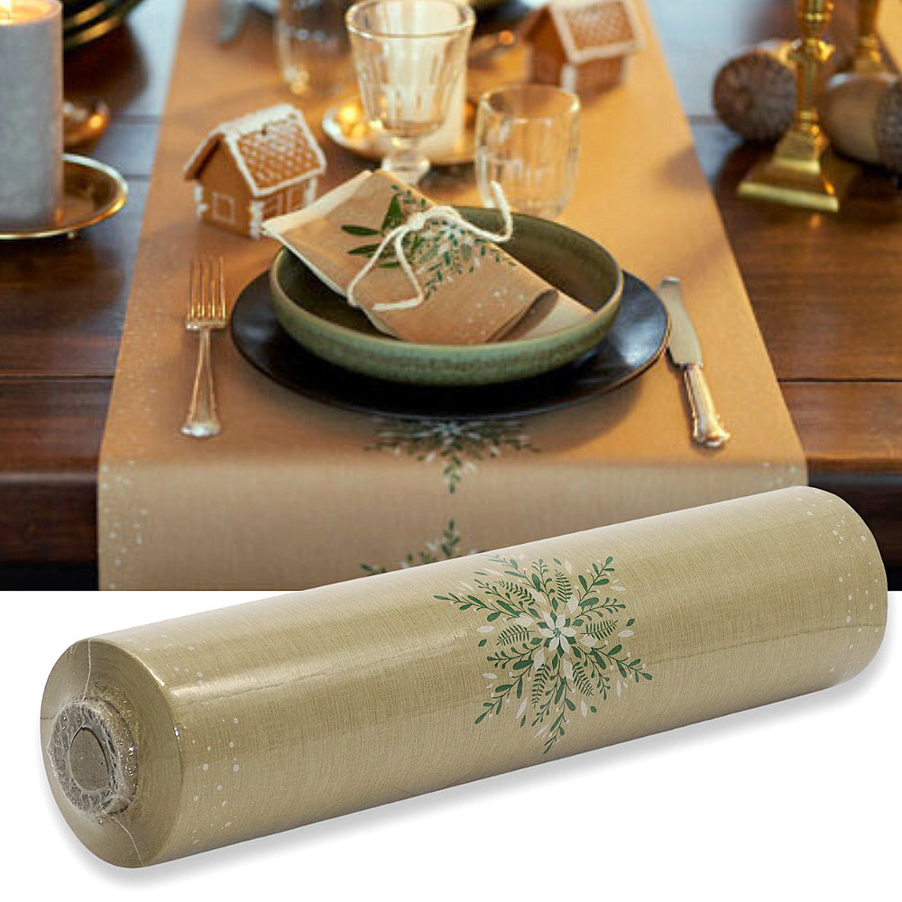 24 Meter Dunicel Tischläufer 40cm breit Tischband Weihnachten Natural-Charm braun