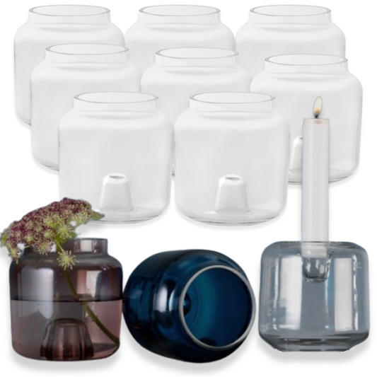 8 Stück Duni Kerzenhalter & Vase double 95x90mm Blumenvasen Kerzenständer (2x4er) - Glas klar