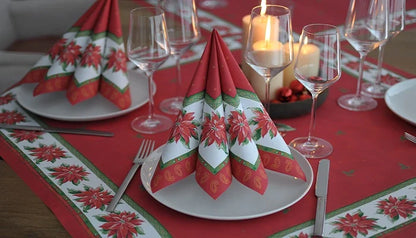 Dunicel Mitteldecken 84x84cm Tischdecken Weihnachten - Weihnachtsstern rot-grün