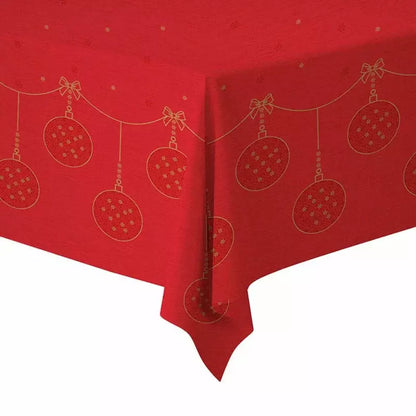 5 Stk Dunicel Tischdecken 220x138cm stoffähnliche Tischtuch - Glorious Xmas rot
