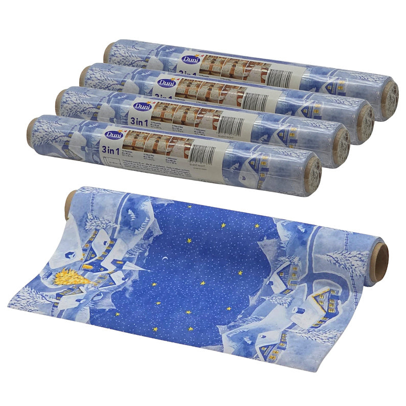 38 Meter Dunicel Tischläufer 40cm breit Tischband stoffähnlich (8 Rollen) - Silent Night blau