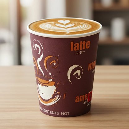 1.000 Stück Kaffeebecher Pappbecher 200ml Coffee To Go Trinkbecher braun-weiß (20x50er)