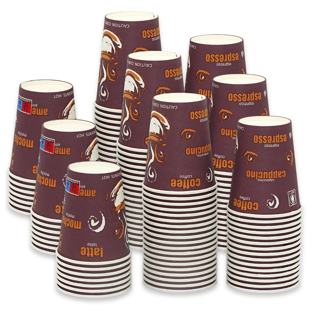 1.000 Stück Kaffeebecher Pappbecher 200ml Coffee To Go Trinkbecher braun-weiß (20x50er)