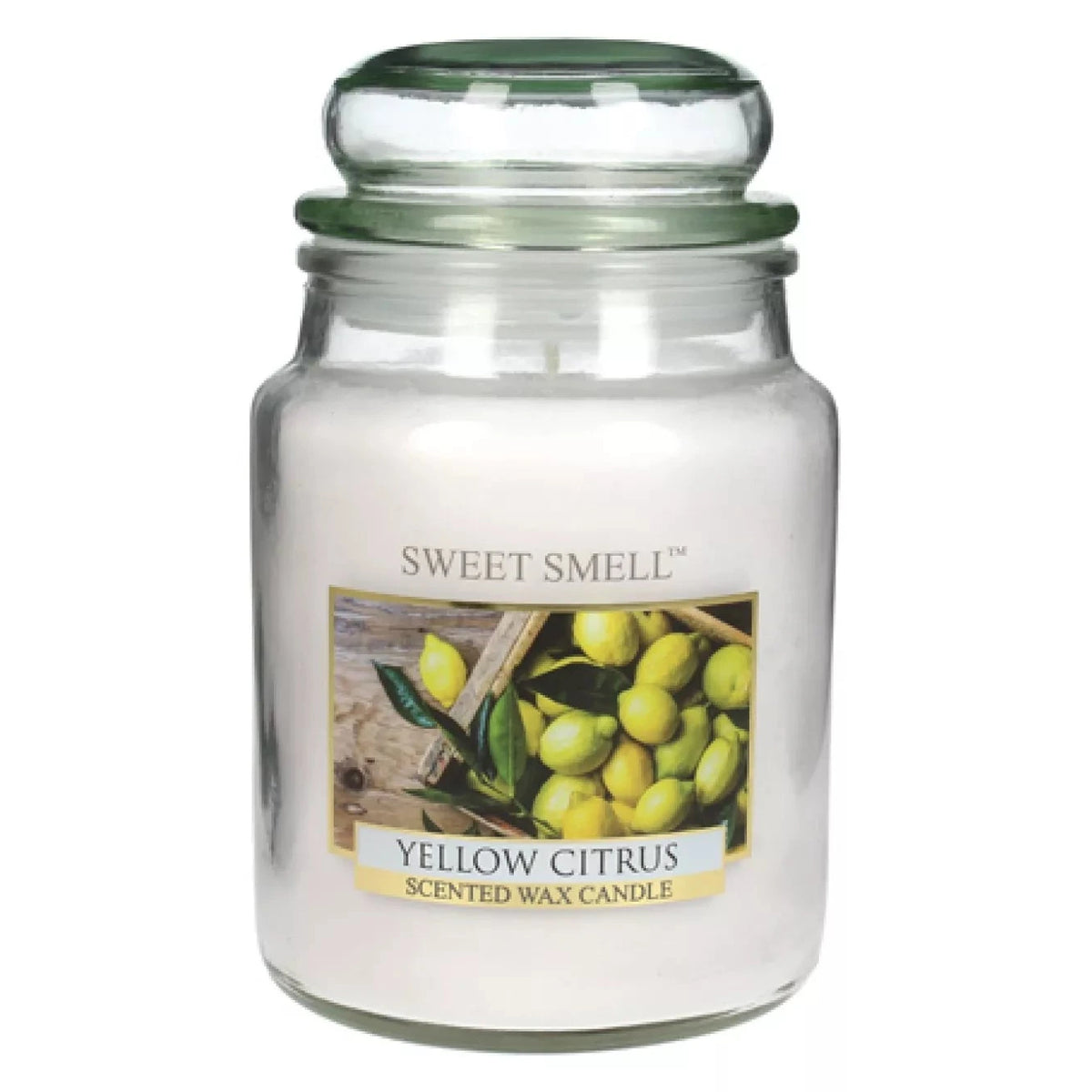 SWEET SMELL Große Kerzenglas mit Deckel 165x100mm Duftkerze 568g - Yellow Citrus (3843)