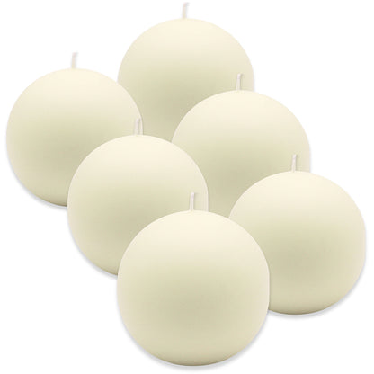 6 Stück Kugelkerzen Ø 100mm Ballkerzen B-Ware glatt - Elfenbein