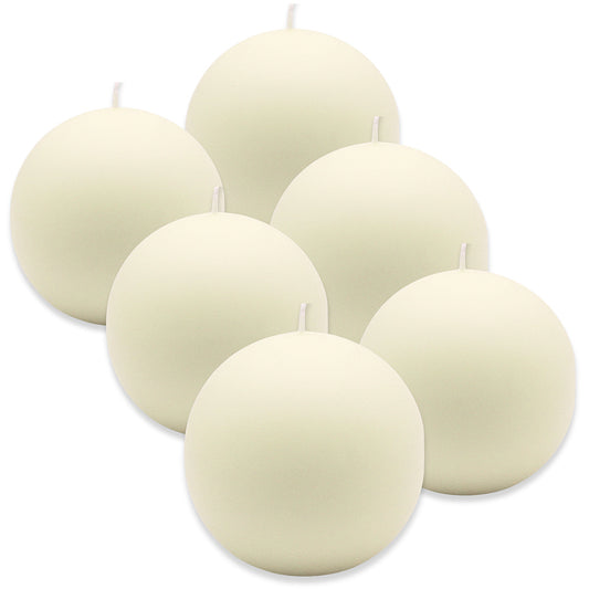 6 Stück Kugelkerzen Ø 100mm Ballkerzen B-Ware glatt - Elfenbein