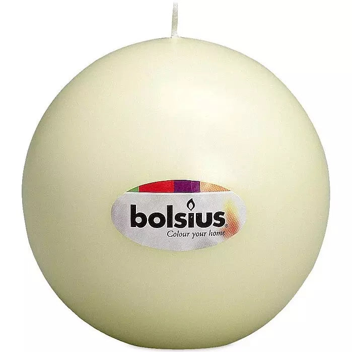 6 Stück Kugelkerzen Ø 100mm Ballkerzen B-Ware glatt - Elfenbein