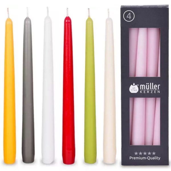 32 Stück Müller Spitzkerzen 245x22mm Tafelkerzen Leuchterkerzen (8 Pack x 4er)