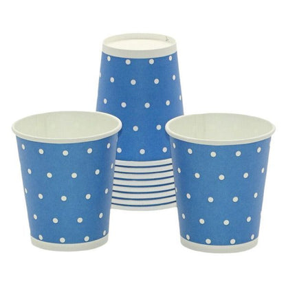 320 Stück Pappbecher 0,2L Trinkbecher - Punkte blau-weiß (32 Pack x10er)