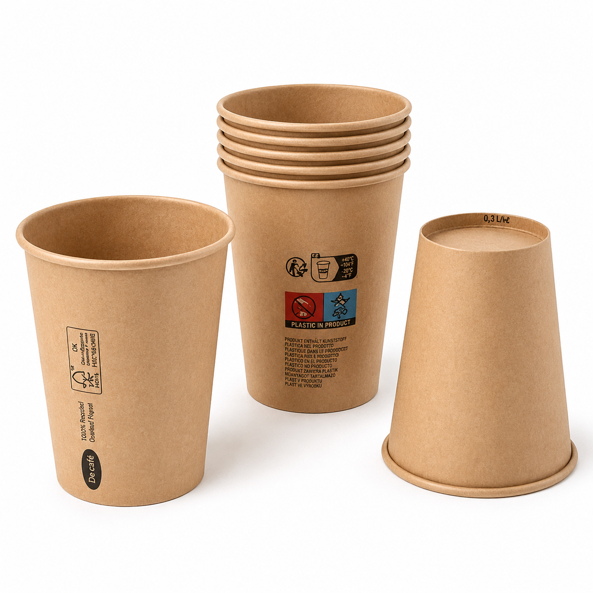 1.000 Stück Kaffeebecher Pappbecher 180ml Coffee To Go Trinkbecher - Braun (20x50er)