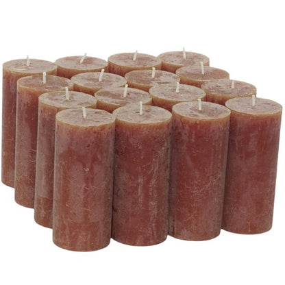 16 Stück Rustik Stumpenkerzen 110x50mm Braun-Terracotta (2x8er)