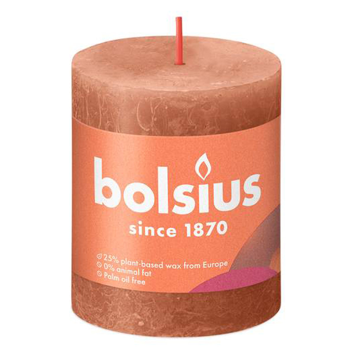 8 Stück Bolsius Rustik Stumpenkerzen 80x68mm - Rostiges Rosa (2x4er)
