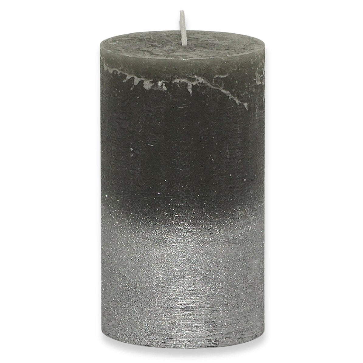 6er Set Gies Rustik Stumpenkerzen 120x68mm Blockkerzen Dunkelgrau-Silber