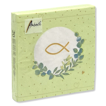 40 Stück Ambiente Papier Servietten 33×33cm Fisch & Eukalyptus  – (2x20er)